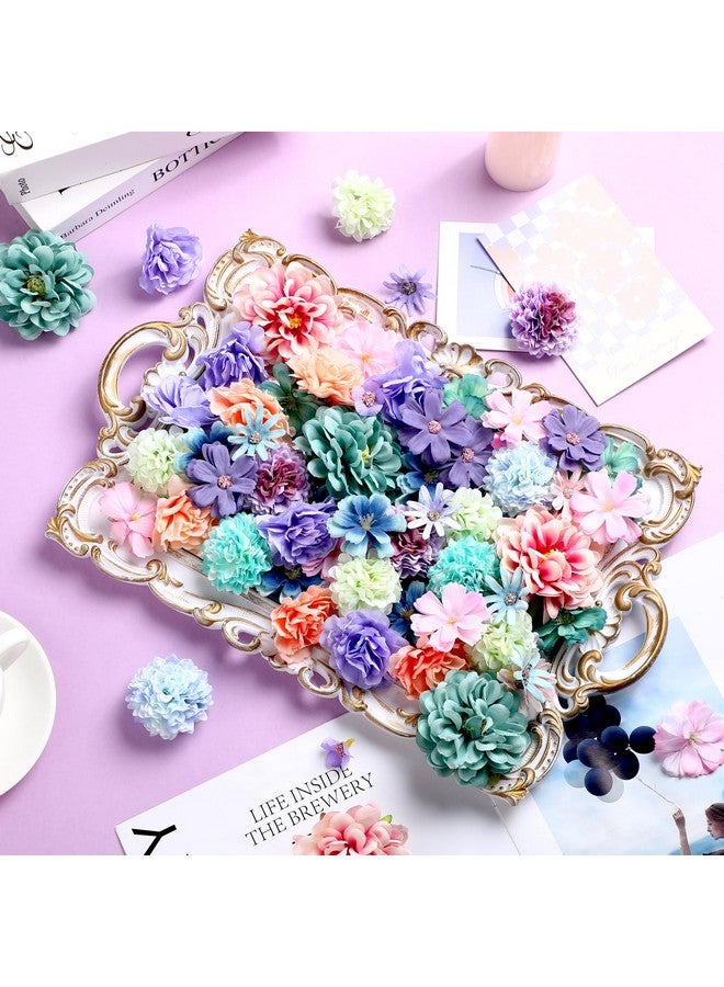 Cindeer 200 Pcs Flower Mini Silk Heads Fake Rose Daisy Faux Flowers For Crafts Rose Blossom Heads Sunflower Daisy Wedding Decoration For Boho Bride Halloween Home Wedding, 2-7 Cm, Blue, Purple  - Image 3