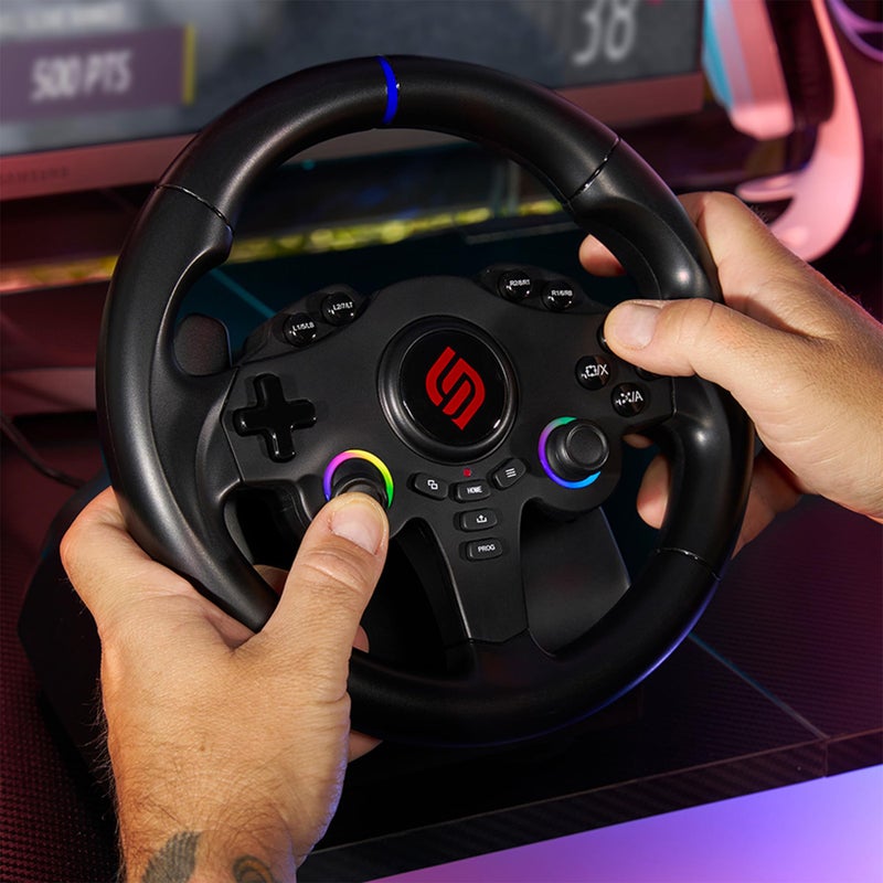 SUBSONIC - Superdrive 220 RS-5 Steering Wheel compatible PS5 - Racing Wheel with Dual Joysticks, Pedals and Paddles - 22 cm Diameter, 180Â° Rotation. Compatible with PS5 and PC - Black - Image 5