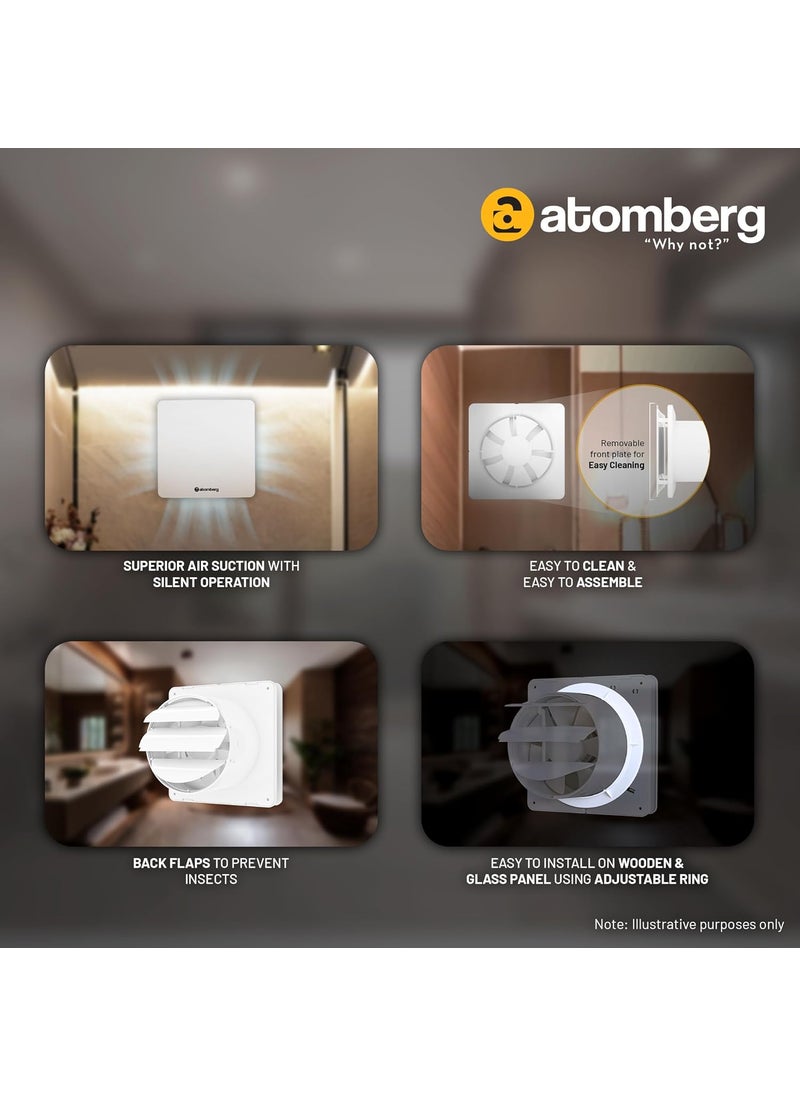atomberg atomberg Studio Exhaust 150mm Suitable for Bathroom Kitchen BLDC Motor Easy to Clean 11 Year Warranty Gloss White  - Image 5