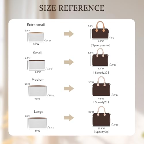 Doxo Upgraded Purse Organizer Insert Compatible with Lv Speedy 25, Neverfull PM, Goyard PM and More, Lightweight DupontPaper Bag Organizer Insert with Zip, 11 Pockets (Brown, M) - Image 2