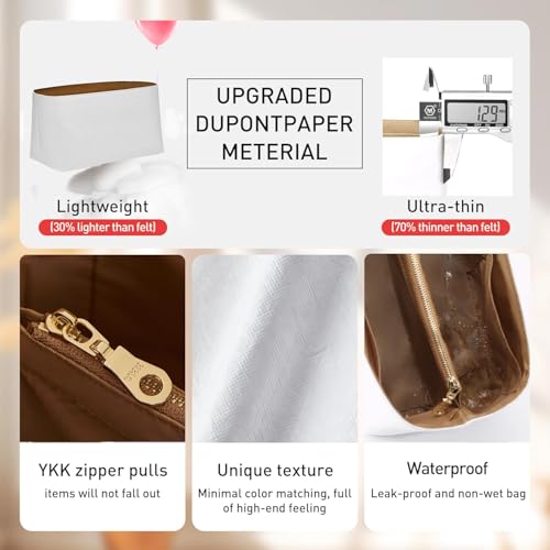 Doxo Upgraded Purse Organizer Insert Compatible with Lv Speedy 25, Neverfull PM, Goyard PM and More, Lightweight DupontPaper Bag Organizer Insert with Zip, 11 Pockets (Brown, M) - Image 3