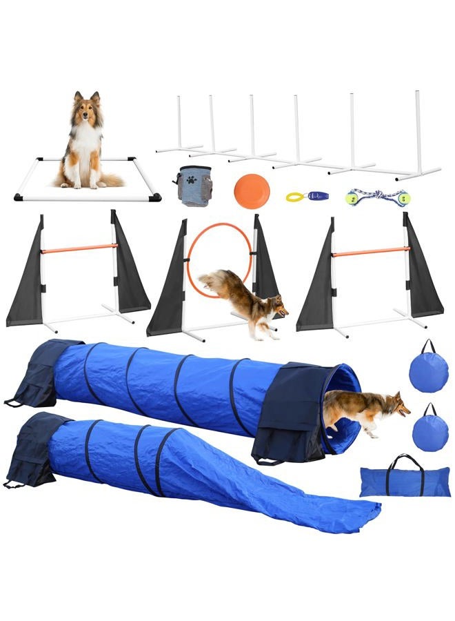 POPMOON Agility Training Equipment for Dogs,Dog Agility Equipment for Backyard & Indoor Training-Professional Backyard Course with Adjustable Jumps, Collapsible Tunnel, Storage Bags & Toys - Image 1