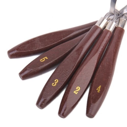 Generic Mixed 5Pcs Stainless Steel Palette Scraper Set Spatula Knives for Artist Oil Painting Tools Painting Knife Blade Wooden Handle - Image 3