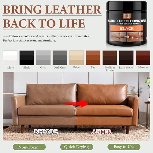 NIUB Leather Recoloring Balm Leather Color Restorer Scratch Repair Leather Paint for Furniture Couches Car Seats Shoes Bags Leather Dye and Restorer Restores Faded and Scratched Leather-Medium Brown - Image 2