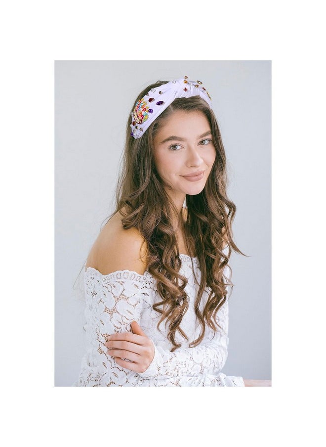 YAHPERN YAHPERN Birthday Headband for Women Beaded It’s My Birthday Knotted Headband Embellished Rhinestone Crystal Top Knot Headband Birthday Crown Hair Accessories Party Decorations Gifts  - Image 4
