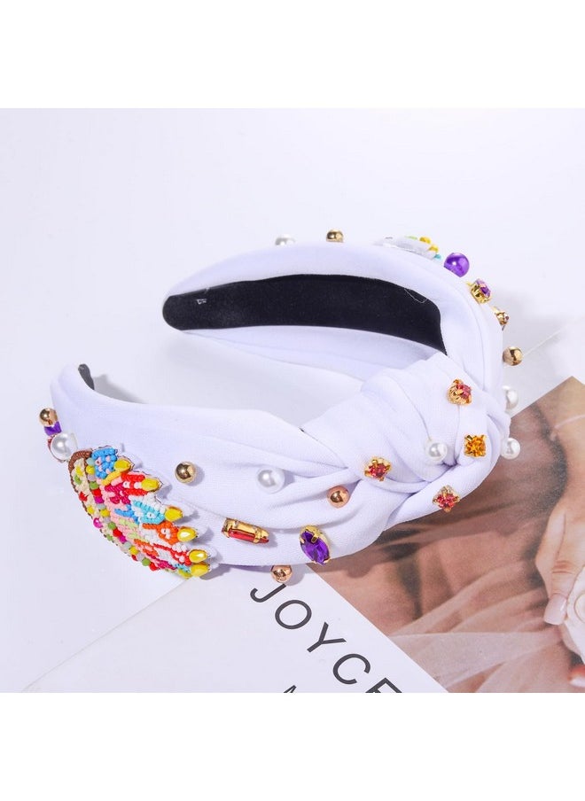 YAHPERN YAHPERN Birthday Headband for Women Beaded It’s My Birthday Knotted Headband Embellished Rhinestone Crystal Top Knot Headband Birthday Crown Hair Accessories Party Decorations Gifts  - Image 5