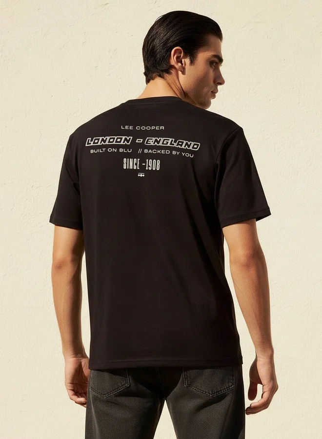 لي كوبر Lee Cooper Men Regular Fit Crew Neck Short Sleeve Logo Print T-shirt