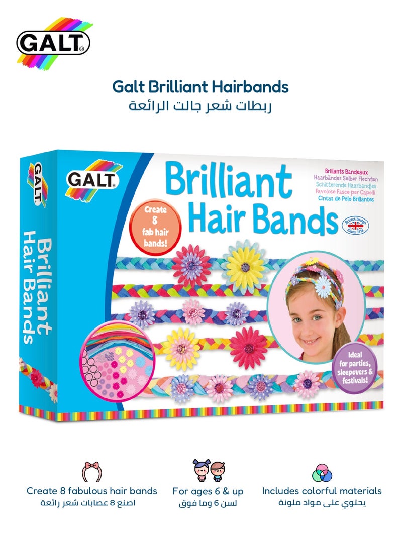 Galt Toys Create 8 Colorful Hair Bands | Craft Kit for Kids | Easy to Make | Age 6+ | Includes Colorful Strips, Flowers, Beads | Ideal for Parties & Festivals | 22 x 7 x 31 cm - Image 1