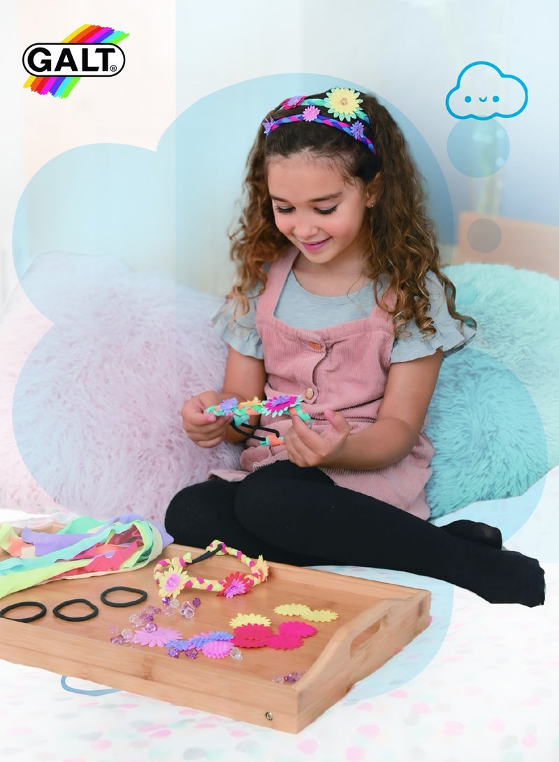 Galt Toys Create 8 Colorful Hair Bands | Craft Kit for Kids | Easy to Make | Age 6+ | Includes Colorful Strips, Flowers, Beads | Ideal for Parties & Festivals | 22 x 7 x 31 cm - Image 2