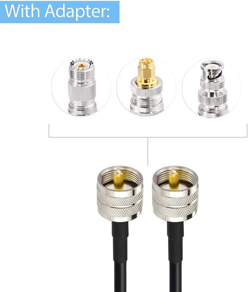 Superbat CB Coax Cable UHF PL259 RG58 Coaxial Cable 15ft +3pcs SMA/BNC/PL259/SO239 Adapter Kit for CB HAM Radio, Antenna Analyzer, Dummy Load, SWR Meter - Image 4