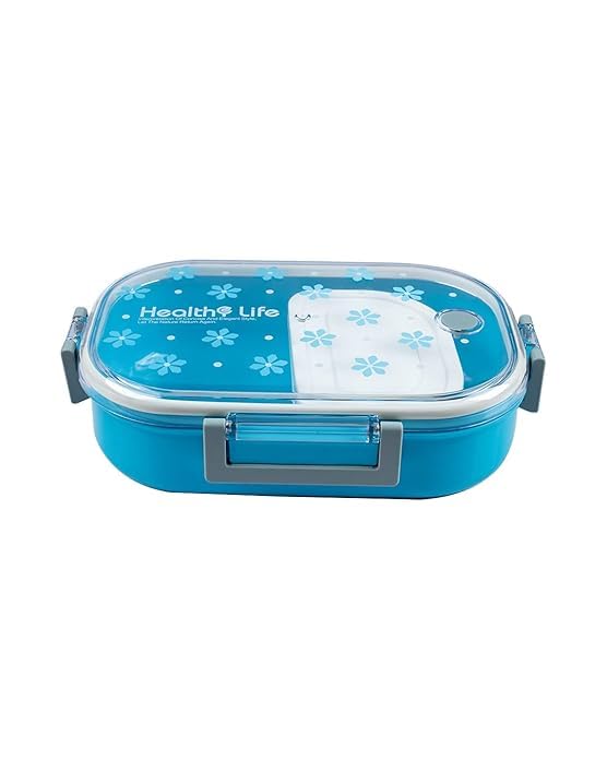 Lariox Designer Lunch Box for Office School Air Tight Plastic Tiffin Box Microwave Diswasher Safe BPA FreeStorage Tiffin Dip Container for Kids School and Adults Office Blue - Image 1