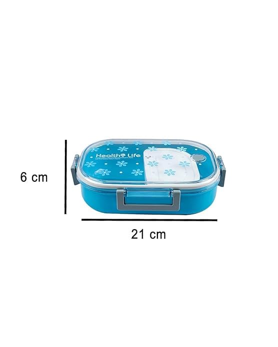 Lariox Designer Lunch Box for Office School Air Tight Plastic Tiffin Box Microwave Diswasher Safe BPA FreeStorage Tiffin Dip Container for Kids School and Adults Office Blue - Image 2