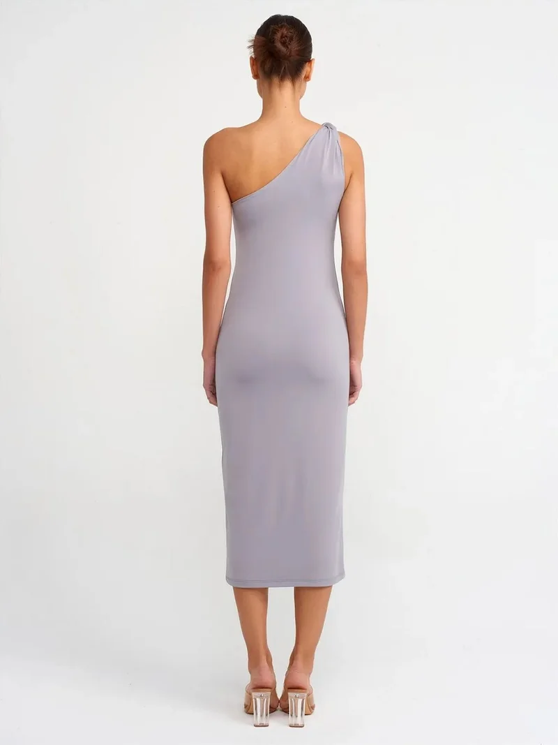 ديلفين Dilvin Asymmetrical Single-Sleeve Midi Bodycon Dress