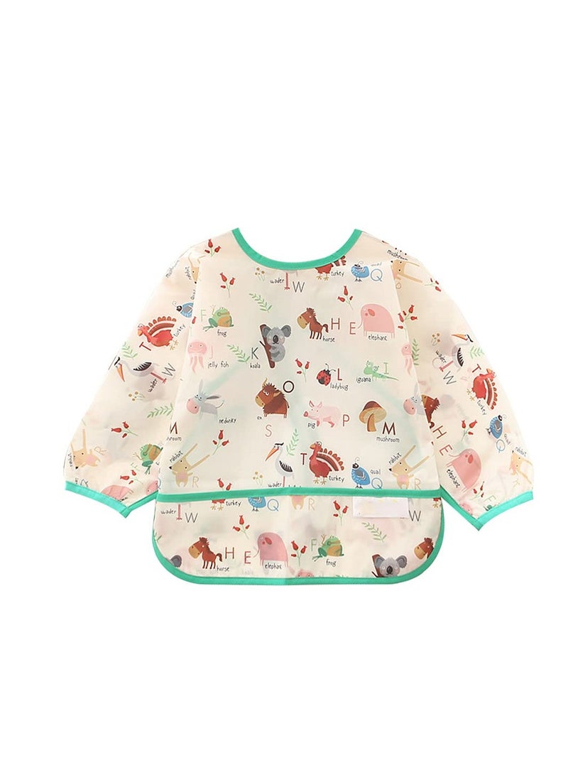 SOLARAE Long Sleeve Baby Bibs, Unisex Waterproof Feeding Bibs Smock Apron Set for 3-24 Months Infant Child Toddler Smock Coverall 3 Pcs - Image 5