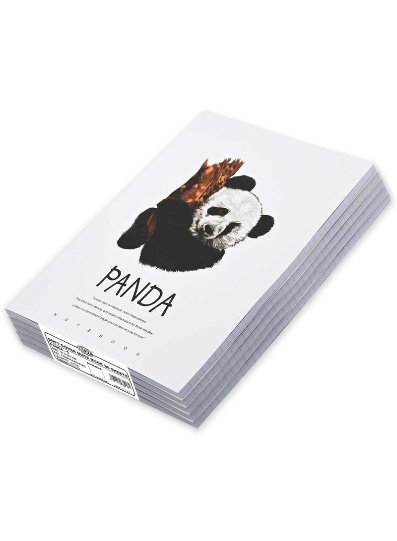 FIS 8 Pieces Soft Cover Notebook 96 Sheets A4 Panda Design 5 - Image 1