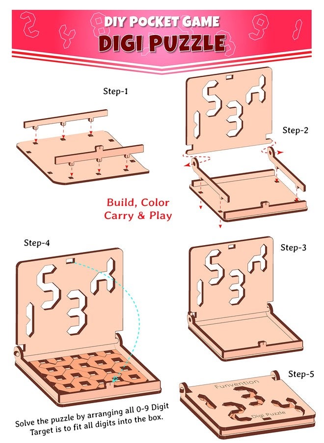 Funvention DIY DigiPuzzle Pocket Travel Game for Kids 4+ Years, Fun Learning Educational Board Game, Best Birthday Return Gifts - Image 4