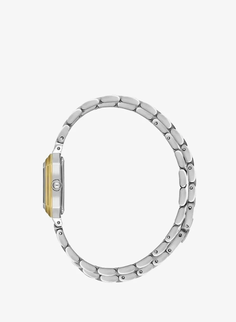 Daniel Klein Women's Stainless Steel Silver and Gold Alloy Case Analog Silver Square Sunray Dial Japanese Quartz Premium 30 Meters Water Resistant
