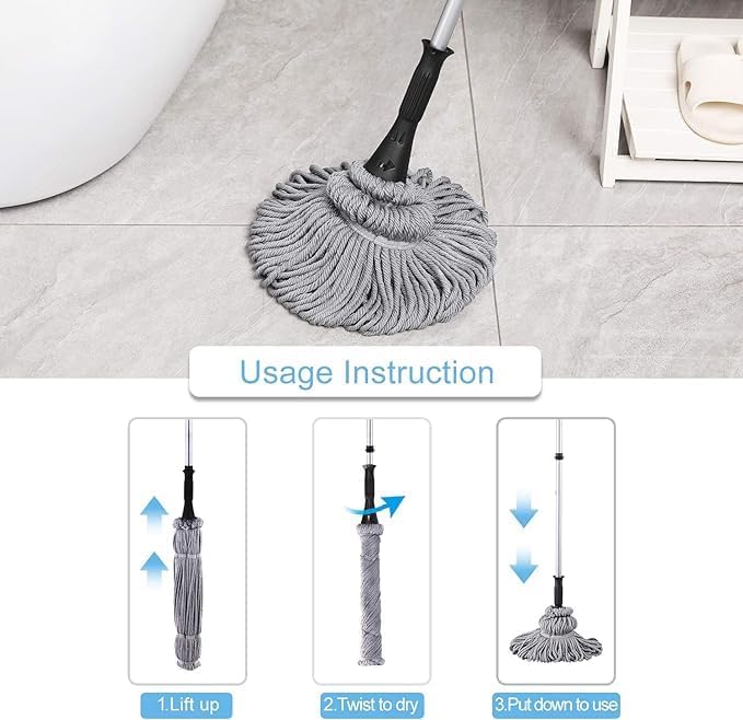 ARUP Twist Mop Self Wringing Mop for Hardwood Floor Cleaning Trapeador Mops Cleaning with Wringer Micro Fiber Cloth Scrubber Head Wring Mop for All Surfaces - Image 4