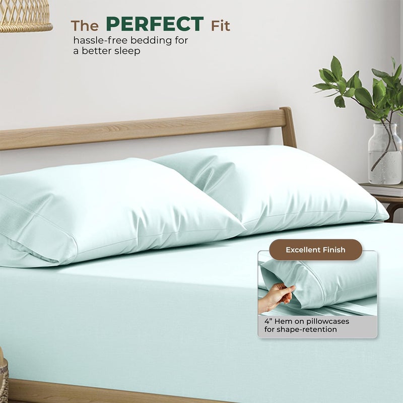 THREAD SPREAD 100% Organic Cotton King Size Pillow Cases Set of 2 - Soft, Cooling, Crisp & Breathable Organic Cotton Percale Weave Pillowcase for King Pillow (Sea Foam), Authentic GOTS Certified - Image 4