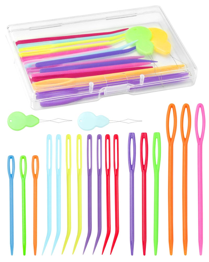FIVEIZERO 19 Pcs Yarn Needles Set, Assorted Yarn Needles Bent Tapestry Needle Weaving Needle Darning Needles Plastic Needles Large Eye Blunt Knitting Needles for Sewing Crochet - Image 1