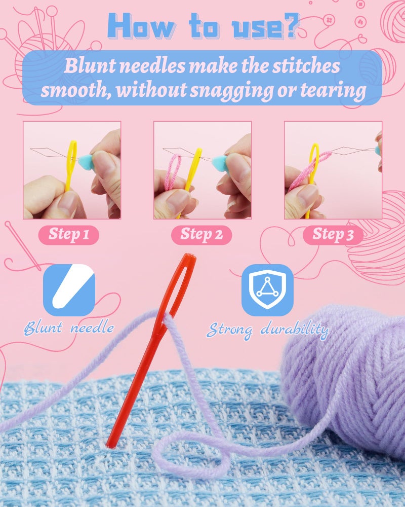 FIVEIZERO 19 Pcs Yarn Needles Set, Assorted Yarn Needles Bent Tapestry Needle Weaving Needle Darning Needles Plastic Needles Large Eye Blunt Knitting Needles for Sewing Crochet - Image 5