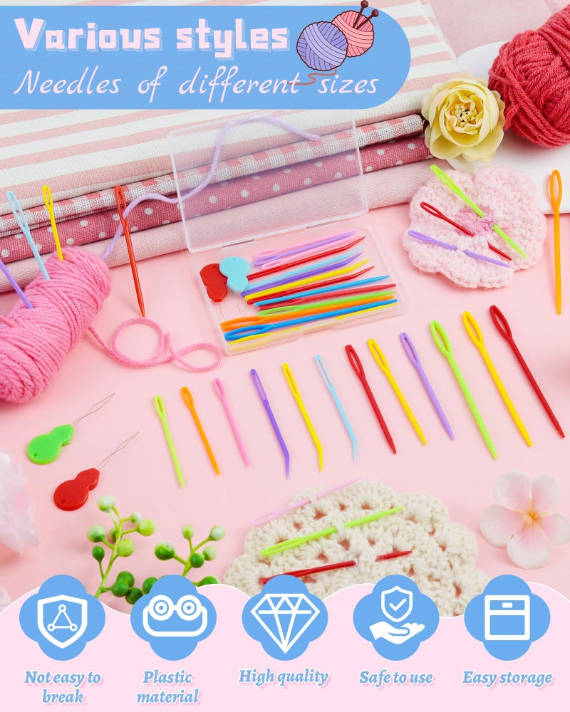 FIVEIZERO 19 Pcs Yarn Needles Set, Assorted Yarn Needles Bent Tapestry Needle Weaving Needle Darning Needles Plastic Needles Large Eye Blunt Knitting Needles for Sewing Crochet - Image 4
