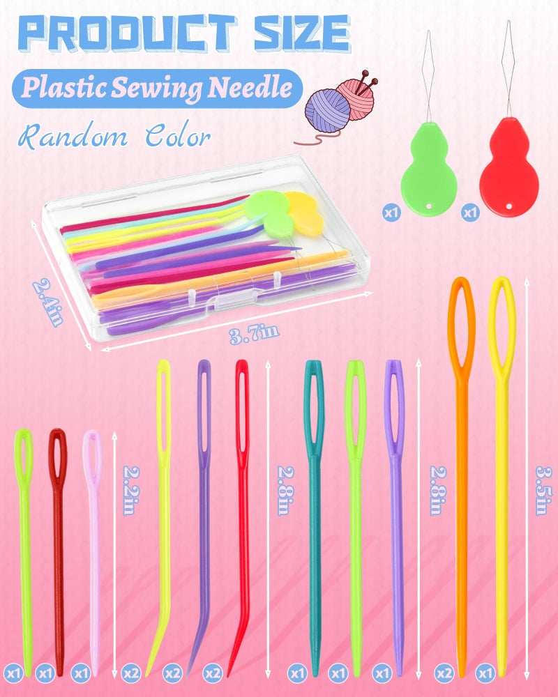 FIVEIZERO 19 Pcs Yarn Needles Set, Assorted Yarn Needles Bent Tapestry Needle Weaving Needle Darning Needles Plastic Needles Large Eye Blunt Knitting Needles for Sewing Crochet - Image 2
