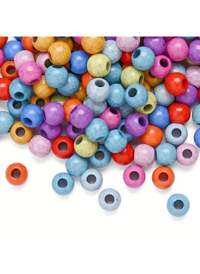 Light Blue 100 Colorful Cracked Large Hole Beads 10mm Handmade Jewelry Making - Image 2
