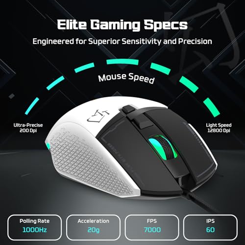 EvoFox Phantom 2 Programmable Gaming Mouse, 8 Programmable Buttons | High Performance 1000Hz Polling Rate | Ultra-Responsive 7000 FPS | 12800 DPI | RGB Lights with Music sync Mode,Windows Software - Image 2