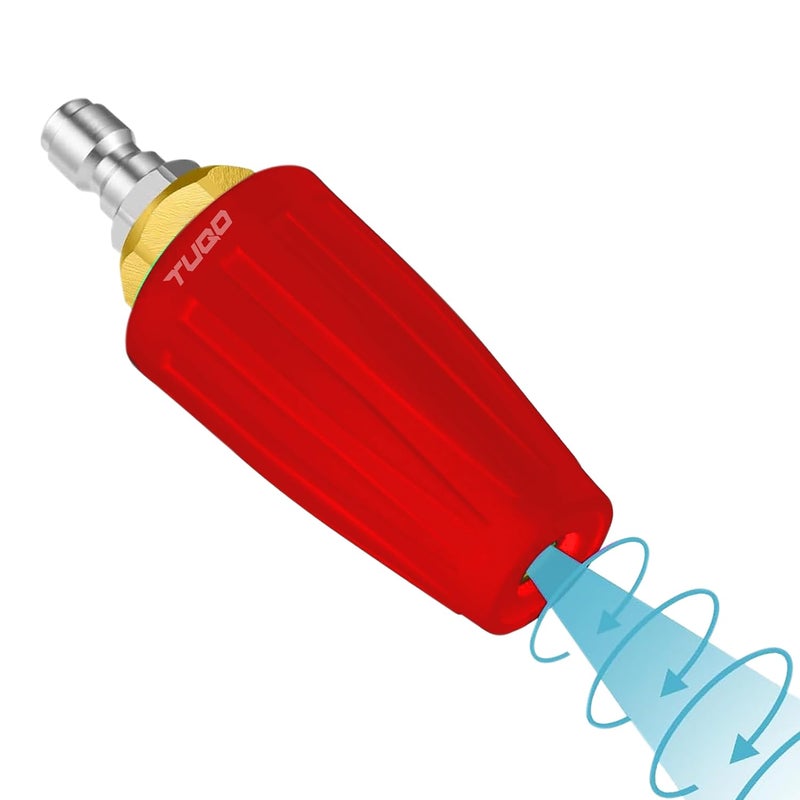 TUQO RU035 Rotary Nozzle | 1/4" Quick Plug | 360° Turbo Brass Nozzle with Rubber Casing | High Pressure Washer Accessory for Cleaning Cars, Concrete, Brick, etc | 35° Spray Angle | Turbo Nozzle - Image 1
