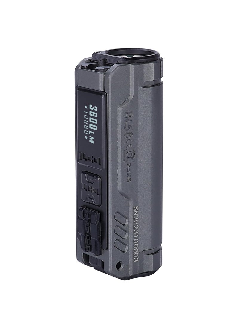 IMALENT IMALENT BL50 Mini Flashlight 3600 Lumens Dual Light Source EDC Torch with White LED and UV Light, Built-in Rechargeable Battery for Outdoors, Emergency, Work, Camping (Grey)  - Image 1