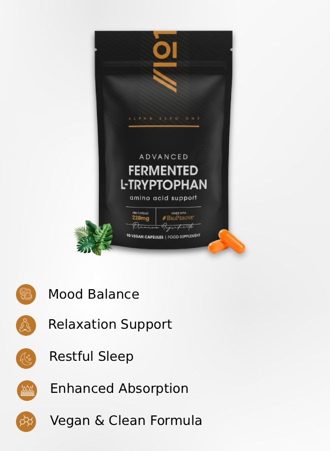 ALPHA01 L-Tryptophan 220mg – Supports Mood, Sleep & Stress Relief, 90 Capsules - Image 3