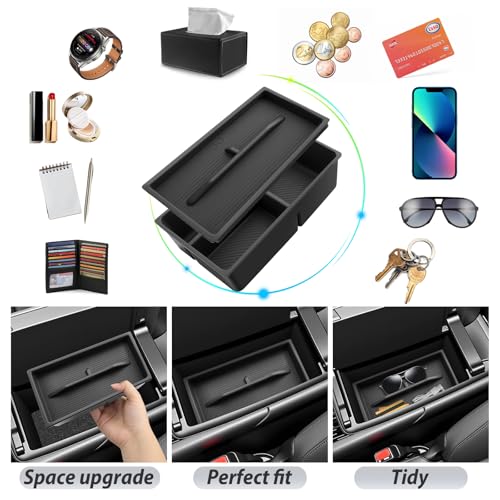 SKTU 2Pack 2023 2024 2025 2026 Lexu s RX350 Center Console Organizer for 20232026 Lexu s RX350RX450hRX500h Console Tray 2023 2024 2025 2026 RX350 Accessories with Sunglasses Holder Double Layers - Image 3