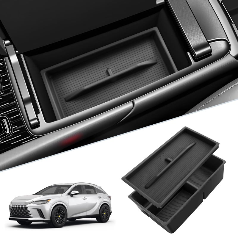 SKTU 2Pack 2023 2024 2025 2026 Lexu s RX350 Center Console Organizer for 20232026 Lexu s RX350RX450hRX500h Console Tray 2023 2024 2025 2026 RX350 Accessories with Sunglasses Holder Double Layers - Image 2