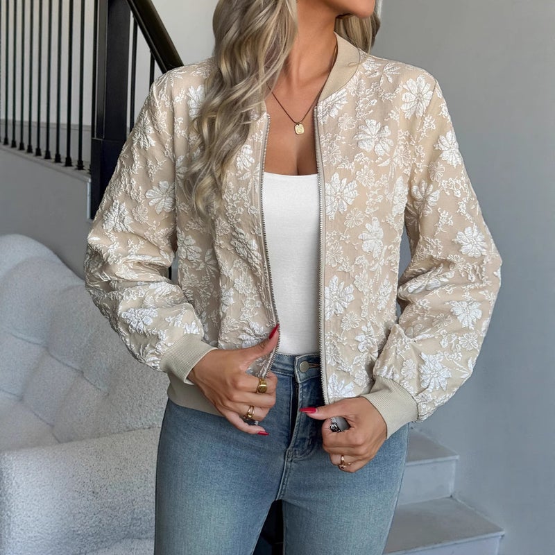 Casual Zip-up Jacquard Jacket - Image 3
