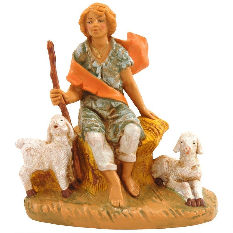 Roman Fontanini by Roman Inc., Peter with Sheep, 5" Shepherd Collection, Nativity Figure and Accessories, Hand Sculpted and Painted - Image 5