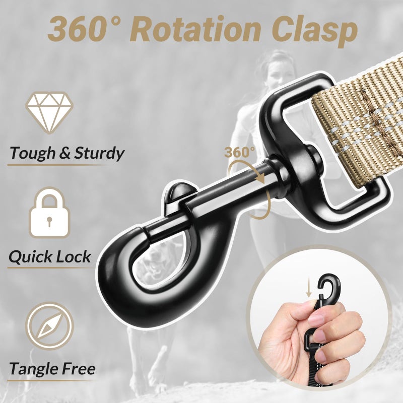 rabbitgoo Tactical Bungee Dog Leash with Shock Absorption, Military Training Leash with 2 Padded Control Handles for Medium Large Dogs, 5.2FT, Brown - Image 3