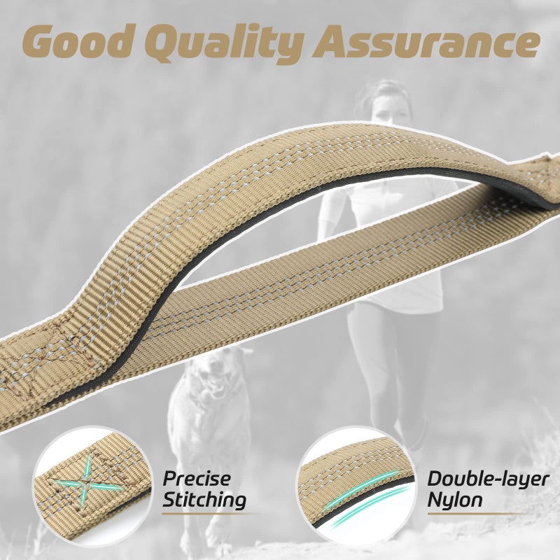 rabbitgoo Tactical Bungee Dog Leash with Shock Absorption, Military Training Leash with 2 Padded Control Handles for Medium Large Dogs, 5.2FT, Brown - Image 5