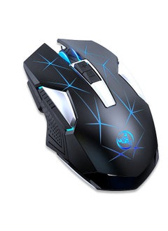 T300 2.4G Wireless Mouse Ergonomic Mouse 3 Adjustable DPI Colorful Breathing Light Built-in 600mAh Lithium Battery Black