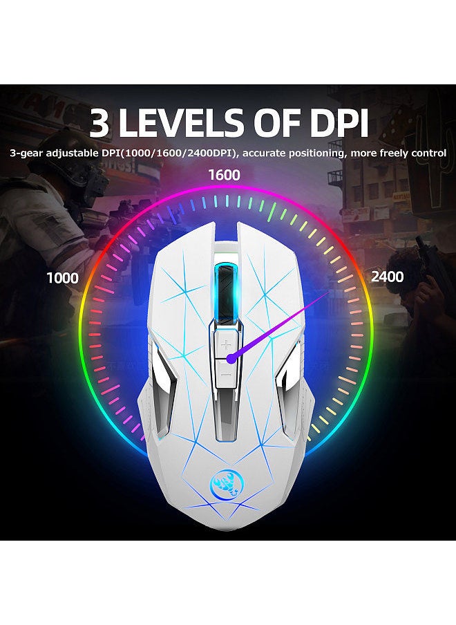 HXSJ - T300 2.4G Wireless Mouse Ergonomic Mouse 3 Adjustable DPI Colorful Breathing Light Built-in 600mAh Lithium Battery Black - Image 1