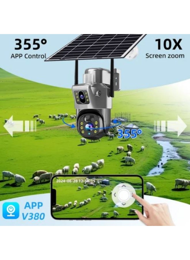 V380 Pro Dual-Lens Solar Security Camera – 4G/Wi‑Fi, Pan‑Tilt, AI Tracking, Color Night Vision, IP66 - Image 3