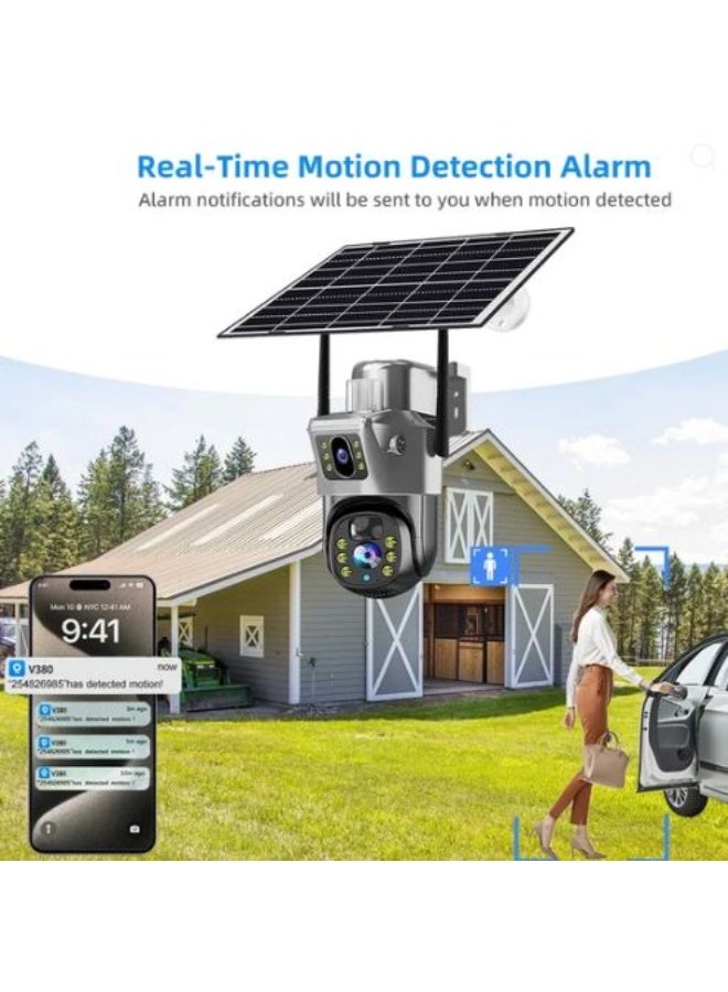V380 Pro Dual-Lens Solar Security Camera – 4G/Wi‑Fi, Pan‑Tilt, AI Tracking, Color Night Vision, IP66 - Image 4