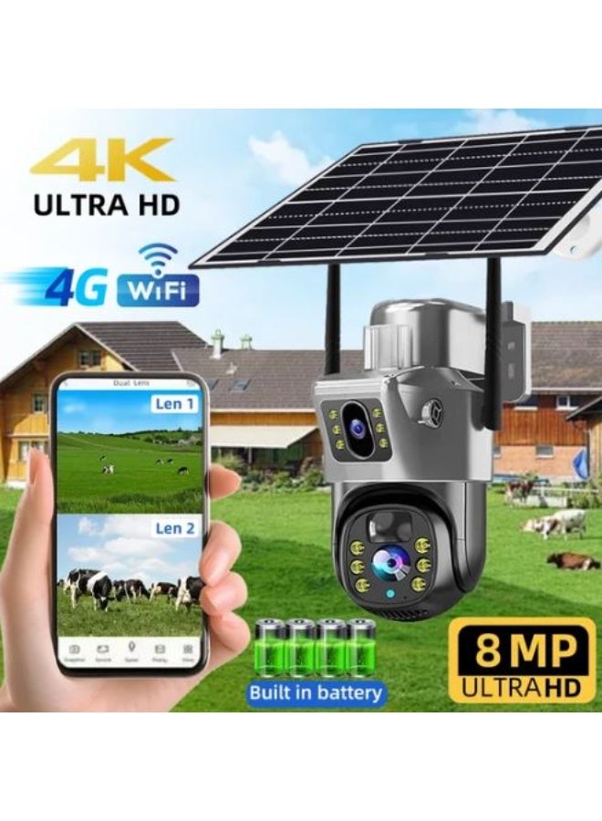 V380 Pro Dual-Lens Solar Security Camera – 4G/Wi‑Fi, Pan‑Tilt, AI Tracking, Color Night Vision, IP66 - Image 2