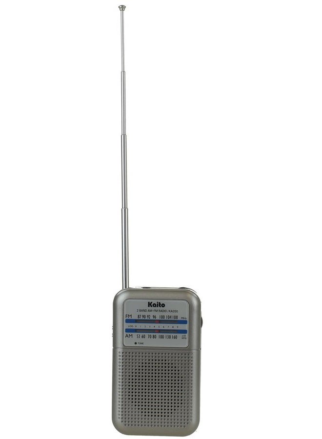 Kaito KA200S Pocket AM/FM Radio, Gray - Image 5