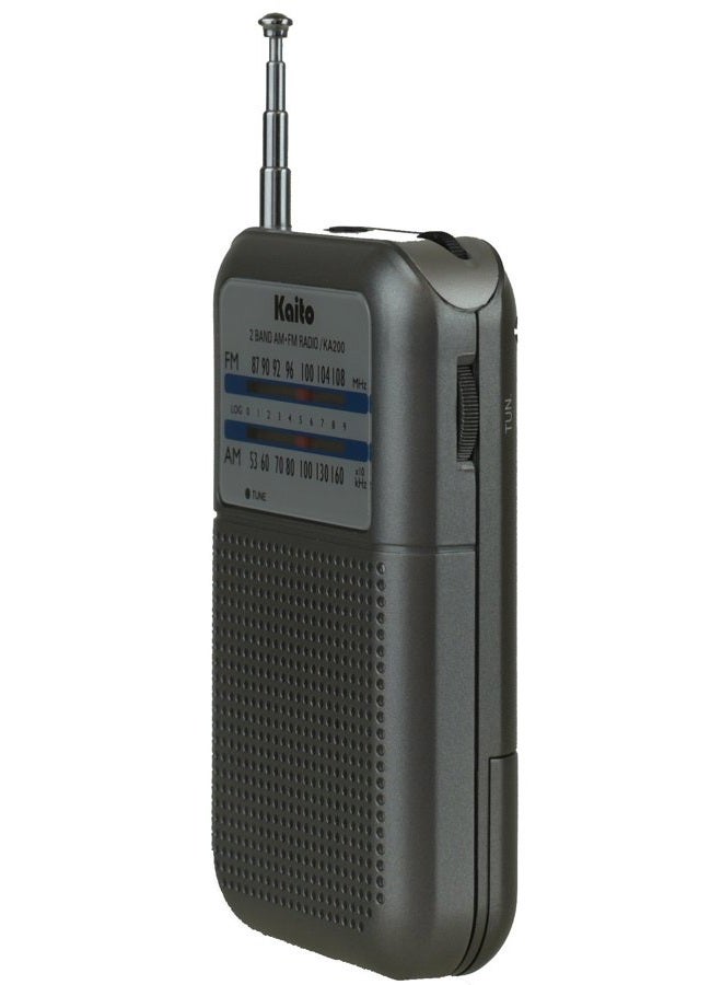 Kaito KA200S Pocket AM/FM Radio, Gray - Image 3