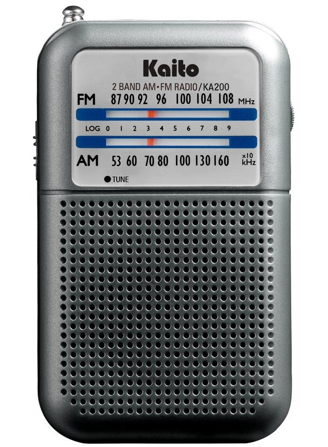 Kaito KA200S Pocket AM/FM Radio, Gray - Image 1