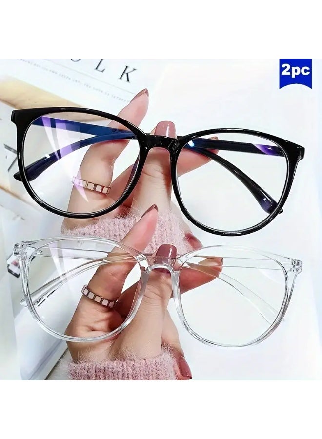 SCENT HOUSE 2pcs Anti-blue light glasses with anti-fog cloth, oval plastic full frame (Includes eyeglass case)
,blue lighe blocking glasses,eyeglasses - Image 5