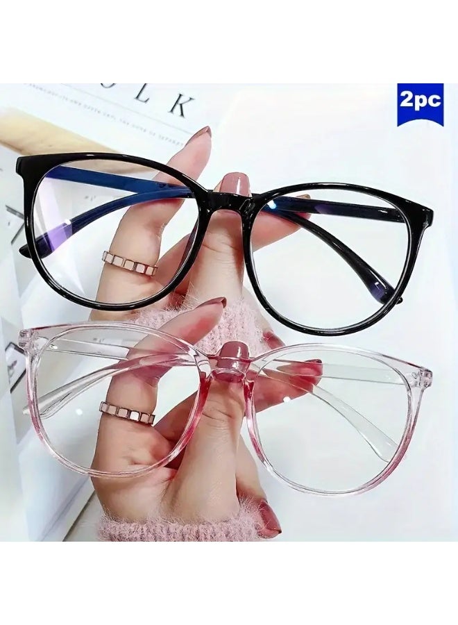 SCENT HOUSE 2pcs Anti-blue light glasses with anti-fog cloth, oval plastic full frame (Includes eyeglass case)
,blue lighe blocking glasses,eyeglasses - Image 1