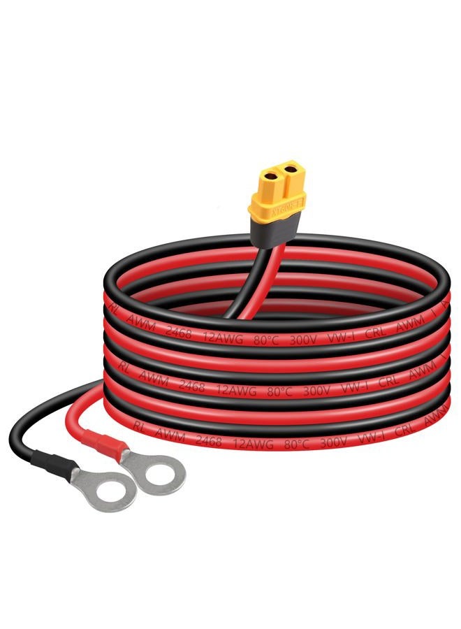 SinLoon XT60 to O Ring Terminal Cable 12AWG 59inch XT60H Female to O-Ring Connector Cord for RC Aircraft Toy Cars Lipo Battery FPV Racing Drone (1.5M/5Ft-F) - Image 1