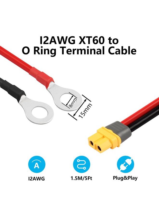 SinLoon XT60 to O Ring Terminal Cable 12AWG 59inch XT60H Female to O-Ring Connector Cord for RC Aircraft Toy Cars Lipo Battery FPV Racing Drone (1.5M/5Ft-F) - Image 3